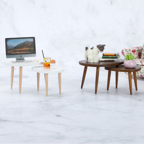 dollhouse娃娃屋1:12迷你家具模型ob11三角茶几桌子茶台微缩场景
