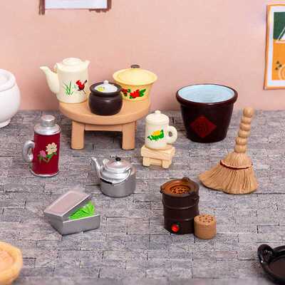 中式复古怀旧水壶灶台饭盒簸箕煤炉扫把暖水壶水缸砂锅煤气罐摆件