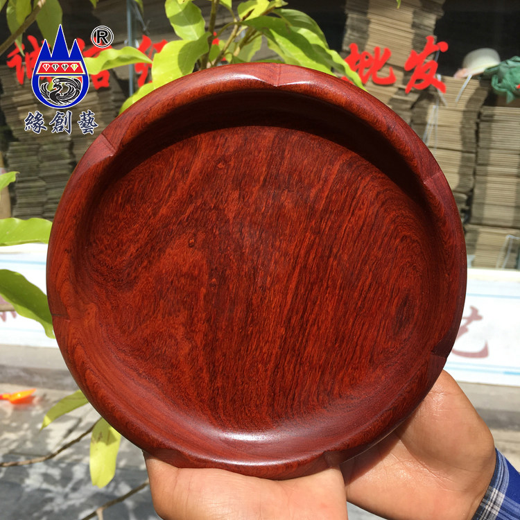 缘创艺缅甸花梨木瓜果碟大果紫檀整木料客厅桌面收纳实木小号盘子