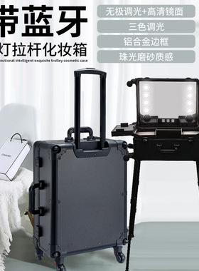 22寸大容量专业带灯拉杆化妆箱美甲美妆收纳箱彩妆跟妆师行李箱