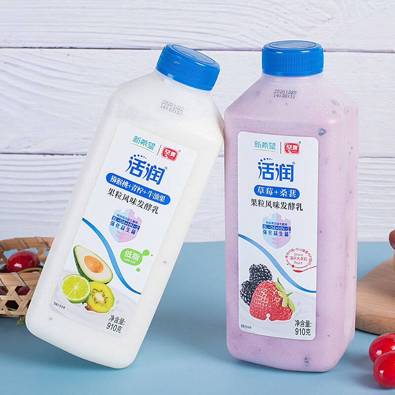 新希望活润大果粒酸牛奶910g*2桶/1桶草莓桑葚黄桃芒果多口味