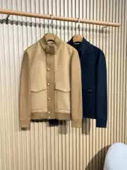 Ligentleman/Lp Version of the Old Money Style Autumn and Winter Woolen Patchwork Stand-Up Collar Jacket Men's Casual Coat