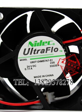 原装日本NIDEC U60T24MS7A7-51 6025 6CM 24V 0.11A 静音变频风扇