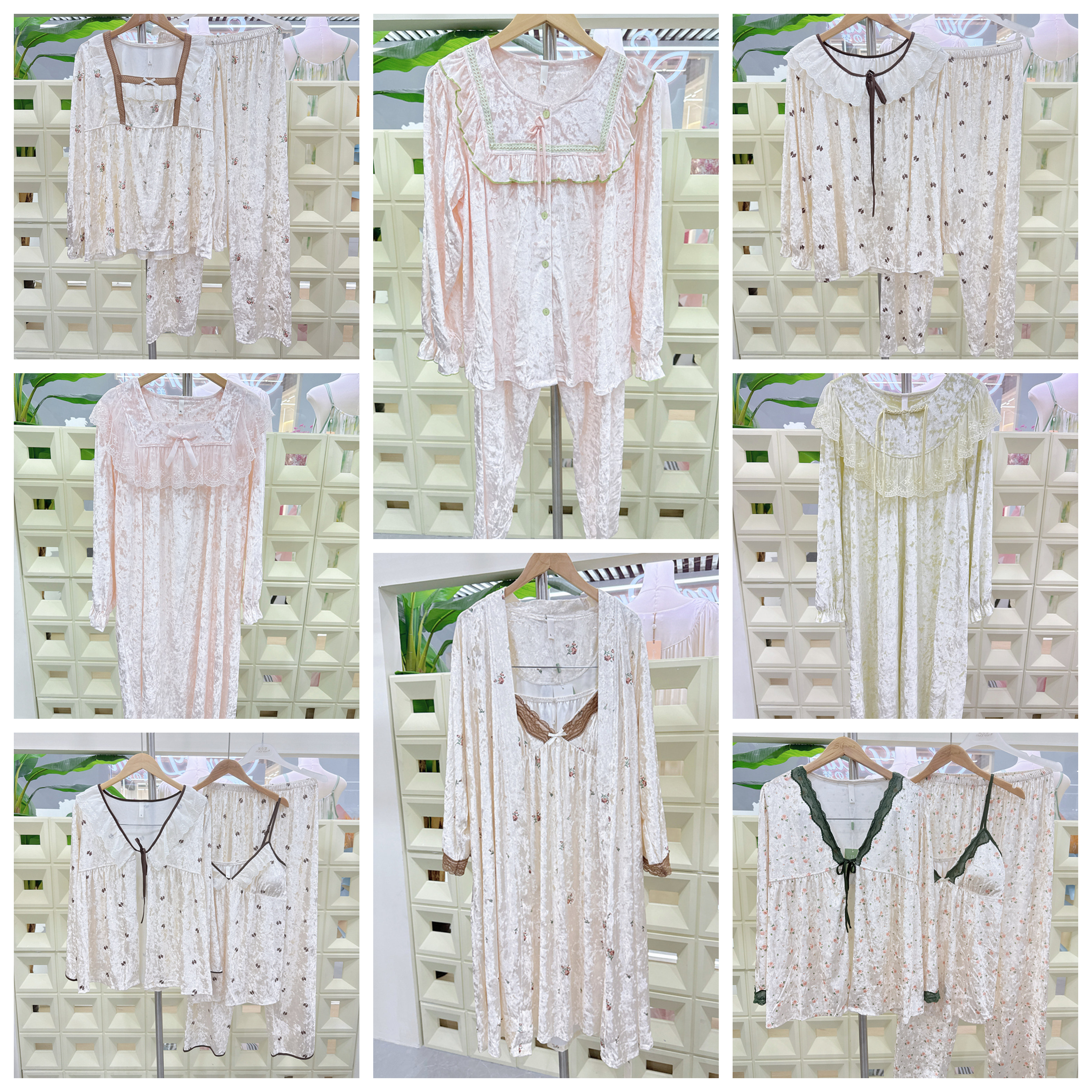 仙坤家居服25秋冬新女长袖金钻绒睡衣胸垫三件套睡袍轻奢高级套装