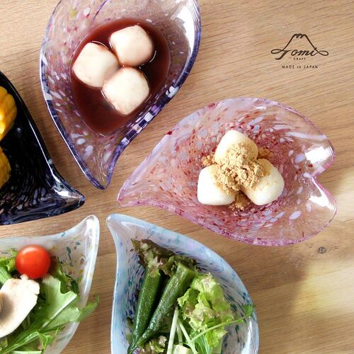 日本制Tomi CRAFT江户硝子花瓣形小碗玻璃碗甜品碗水果碗雪糕碗