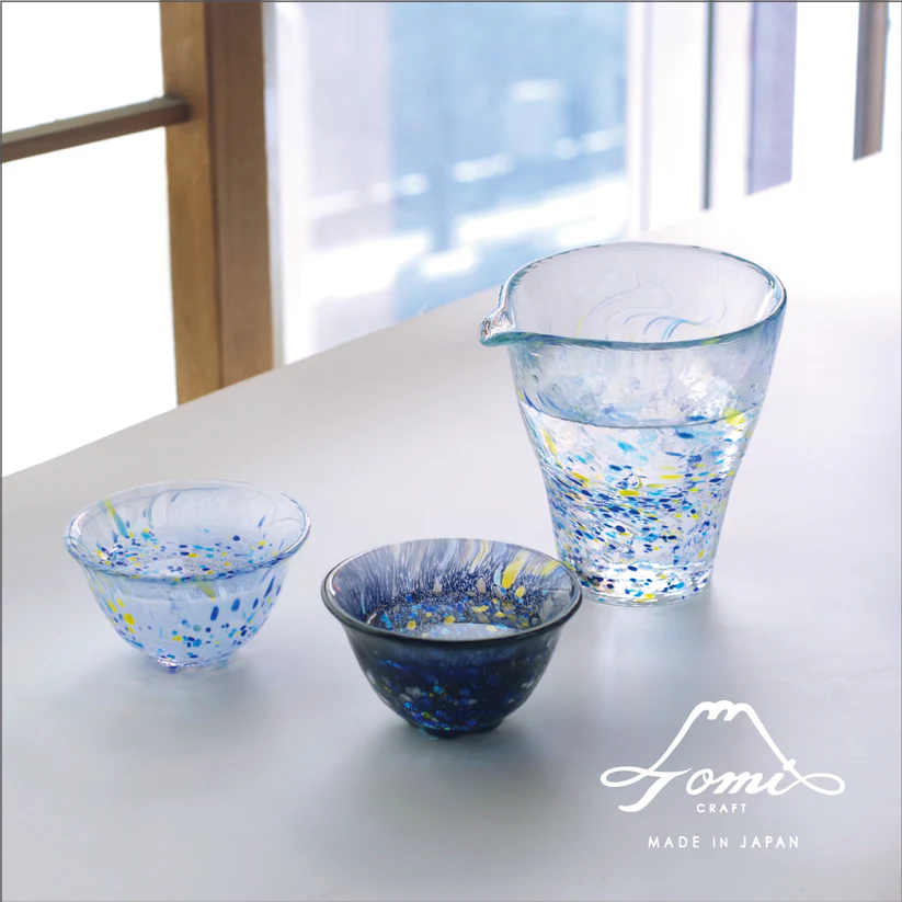 【现货】日本江户硝子TOMI CRAFT手工酒器套装清酒杯烧酒杯冷水杯