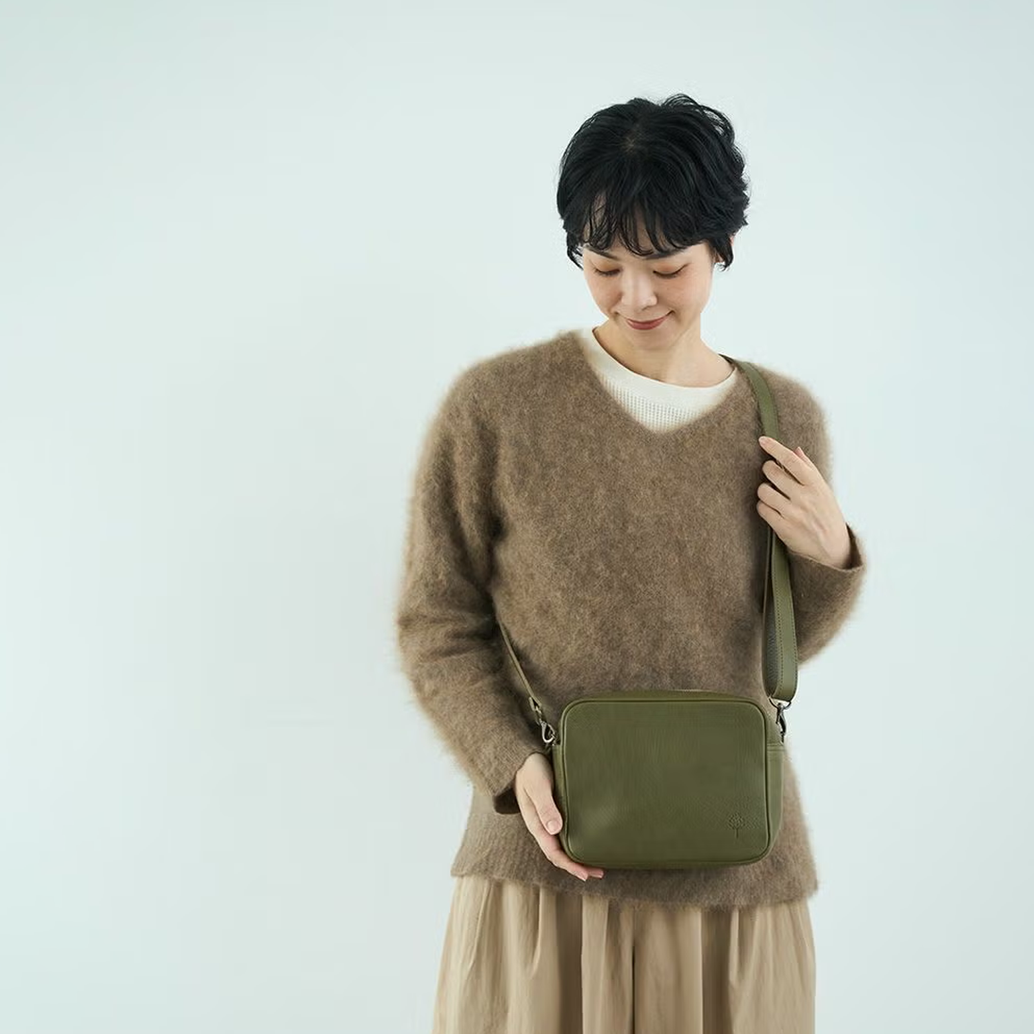 日本制kanmi. Drop Tree牛皮单肩斜挎包两用复古职人纯手工B24-12