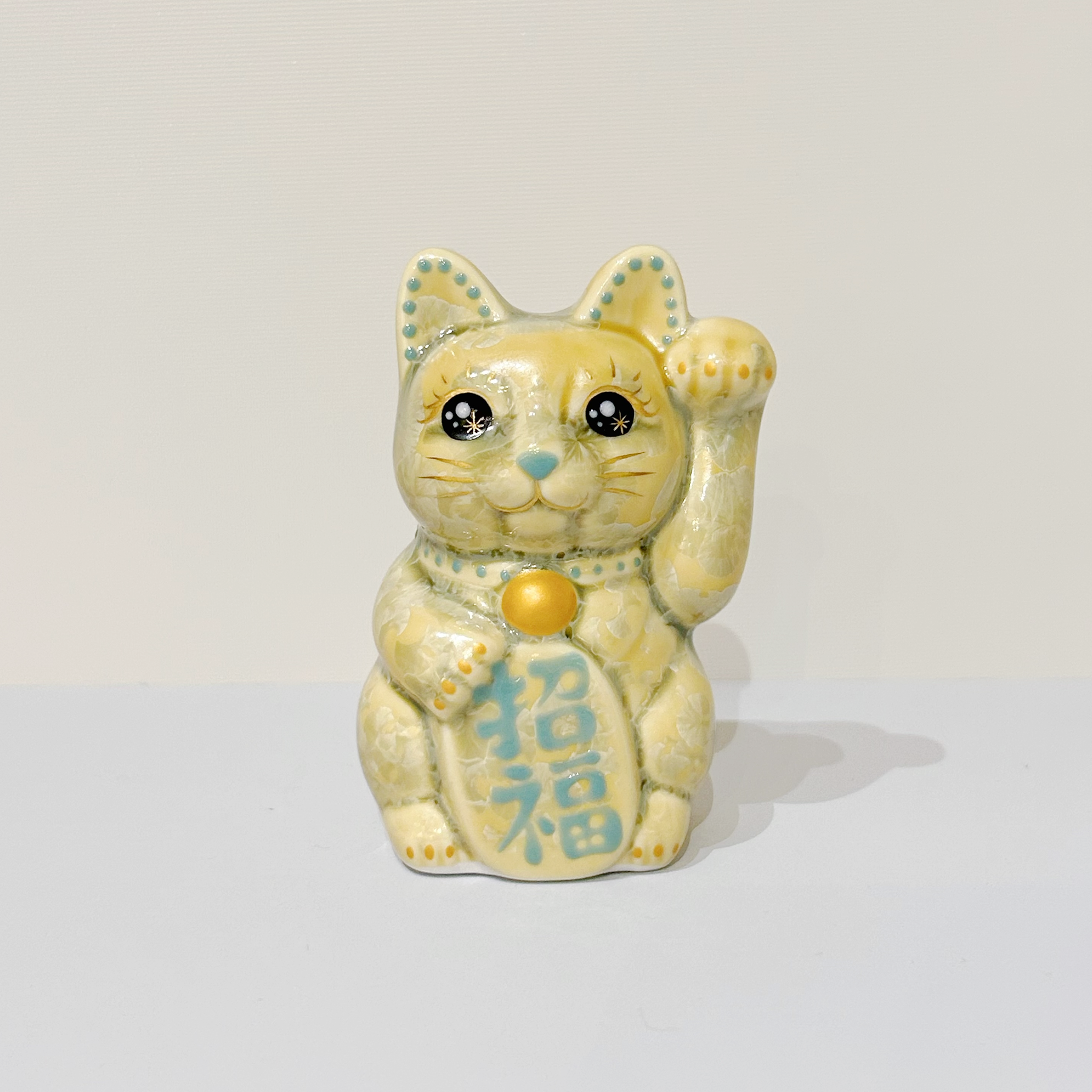 日本制京烧花结晶招财猫清水烧招福猫开业送礼摆件收藏