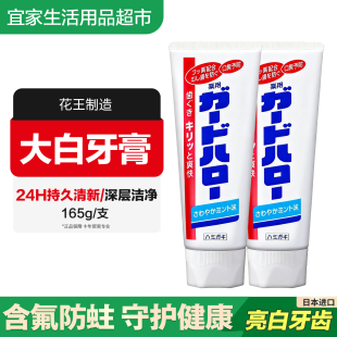 日本原装 进口花王制造大白管牙膏酵素牙膏预防牙龈蛀牙除牙垢165g