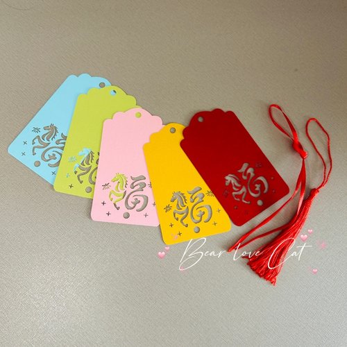 50张新年卡片 中国风许愿卡 马年祝福留言镂空吊卡许愿树挂饰卡