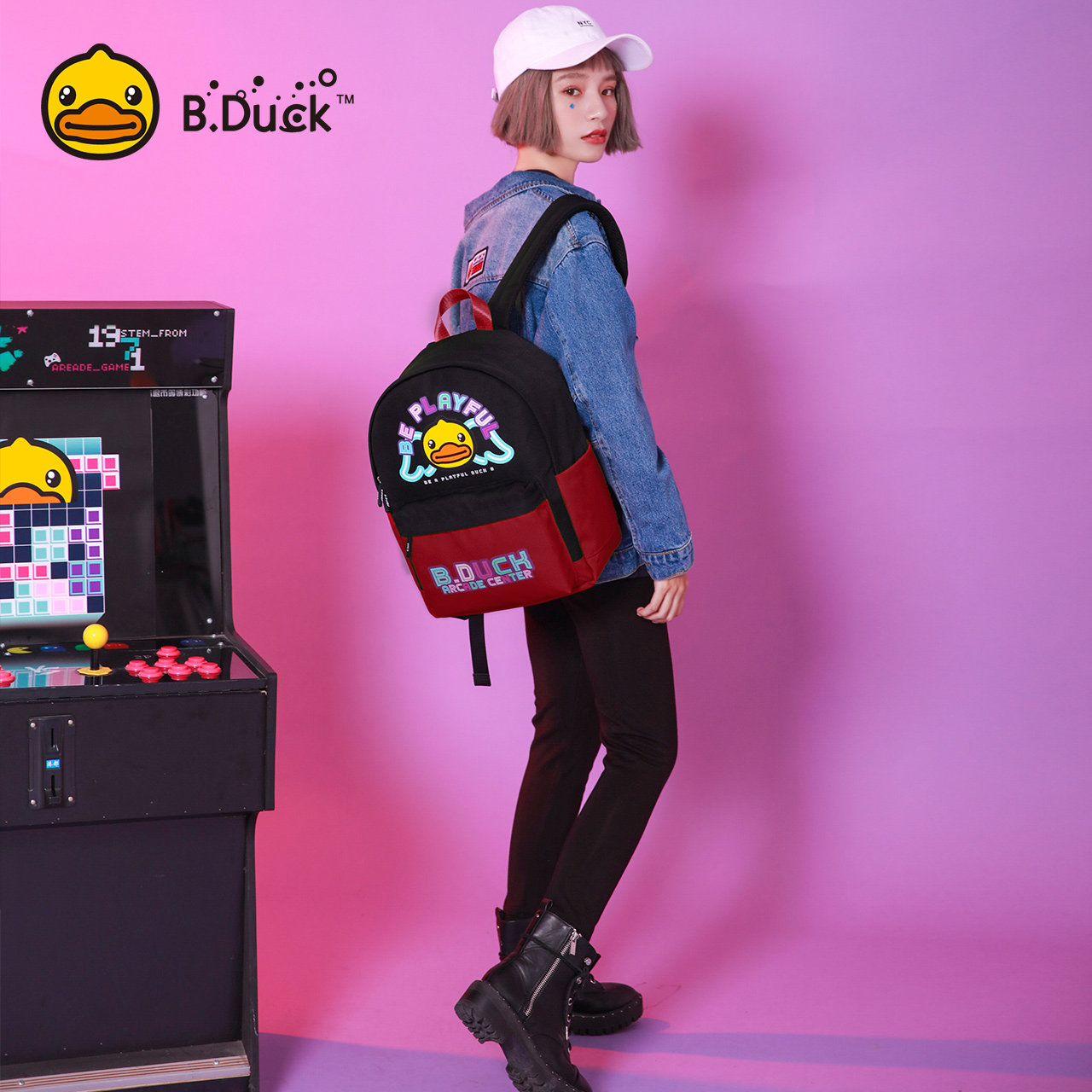 duck小黄鸭牛津布大号双肩包女包新品电玩系列bduck