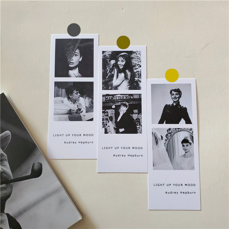 赫本黑白2格装饰卡片书签单张