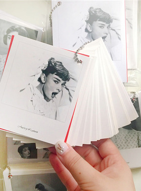 SAN 赫本便携手工diy便签本空白珠光纸学生单词随身卡片记事本