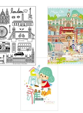 SAN 台湾插画师Nicko原创明信片新竹限定/高雄玩字/英国旅行