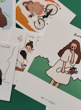 SAN 《simple life》小清新少女插画装饰小卡片照片墙背景墙