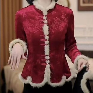 新款国风加绒打底衫新中式冬季上衣高档爆款显瘦打底外套