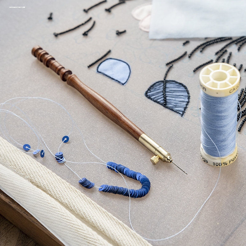 法绣钩针luneville刺绣针lesage正反面法式刺绣钉珠亮片 针可收纳
