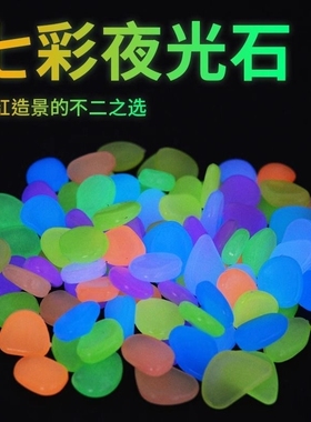 雨花石夜光石鱼缸摆件造景石头鱼缸铺底石子儿童仿真荧光石头底砂