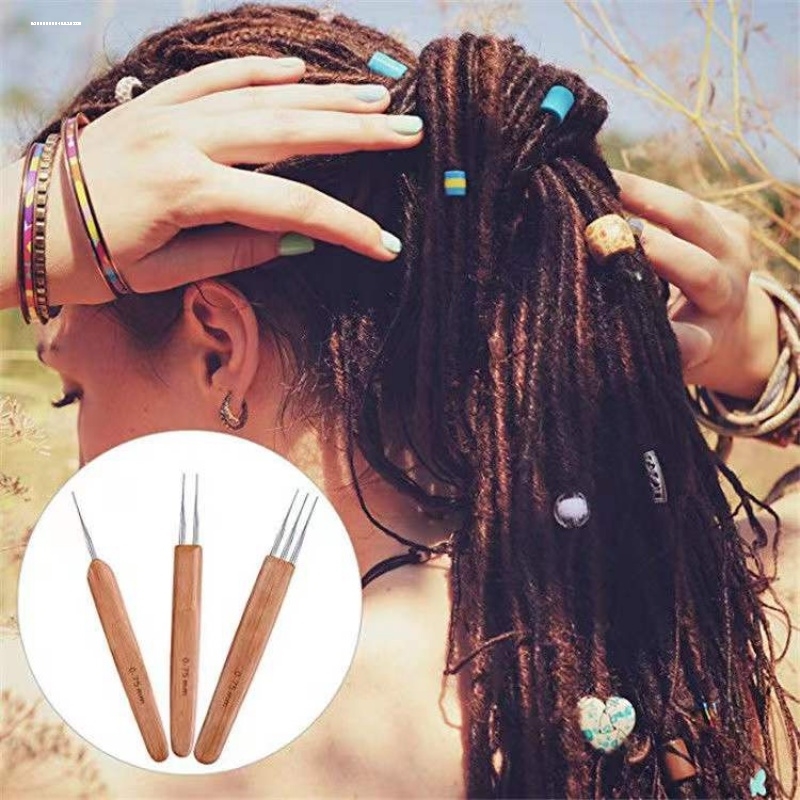 脏辫钩针专业双头雷鬼不锈钢脏辫勾针接发工具全套装假发环扣