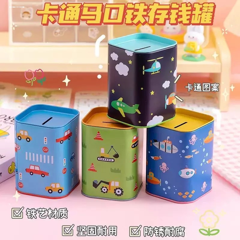 圣诞老人存钱罐卡通马口铁方形储蓄罐儿童圣诞节礼品可爱桌面摆件