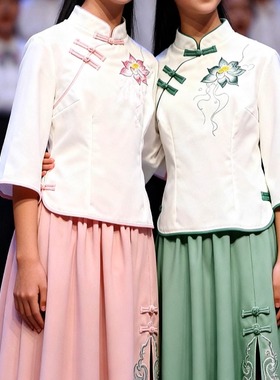 民国风女学生装民国时期五四青年装合唱朗诵演讲中山装表演出服装