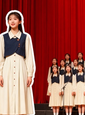 主持大合唱演出服女长裙中学生诗歌朗诵红歌比赛表演服装指挥礼服