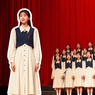 主持大合唱演出服女长裙中学生诗歌朗诵红歌比赛表演服装 指挥礼服