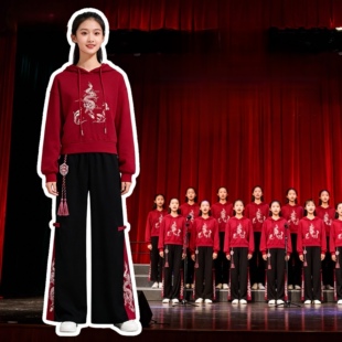 元旦儿童合唱演出服装小学生运动会红色爱国朗诵演讲歌唱祖国团体