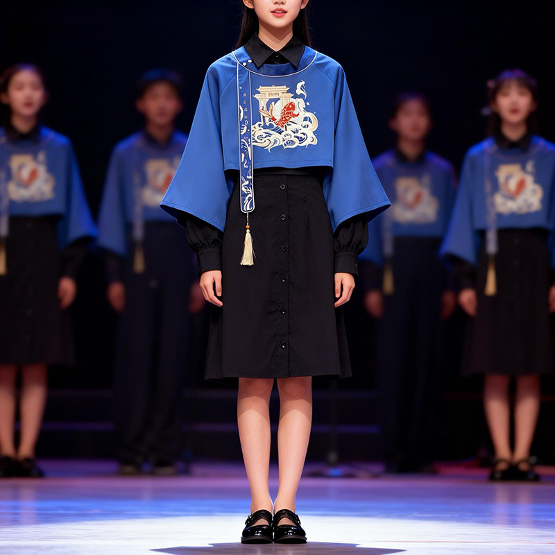 汉服女改良汉元素中国风新中式套装少女绝美刺绣马甲连衣裙两件套