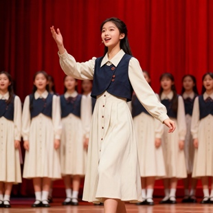 儿童合唱朗诵演出服女童高中中小学生爱国诗歌演讲比赛红歌礼服装