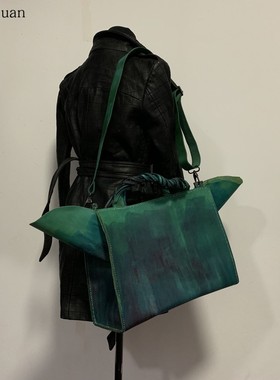 【枯/Withered】中国设计师 Fu.DuJuan 手提包原创斜跨包 牛皮 绿
