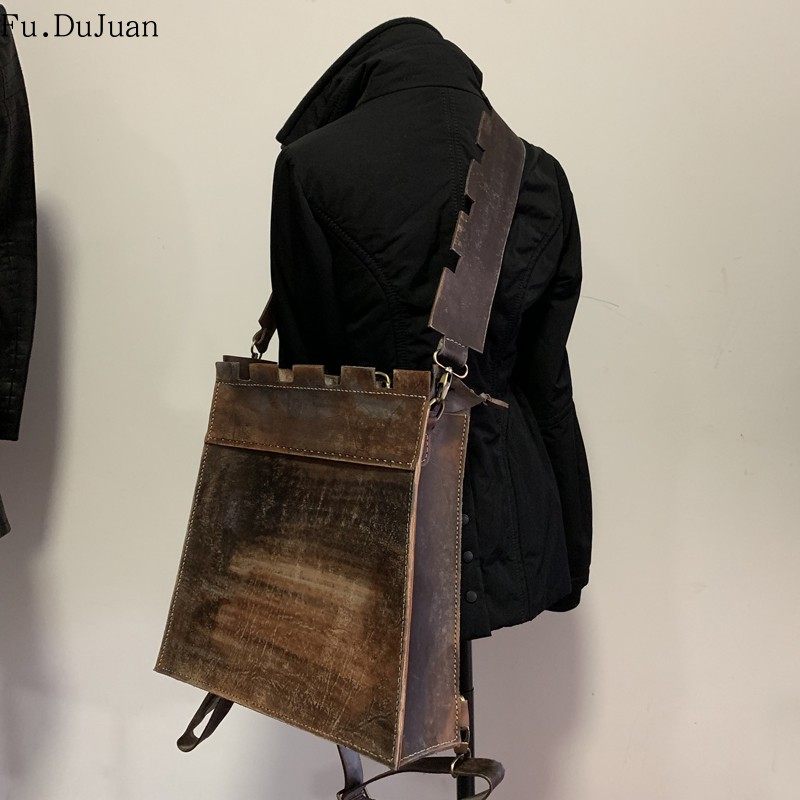 【长城Great Wall】中国设计师 个性宽带单肩包牛皮双肩包 斜跨包