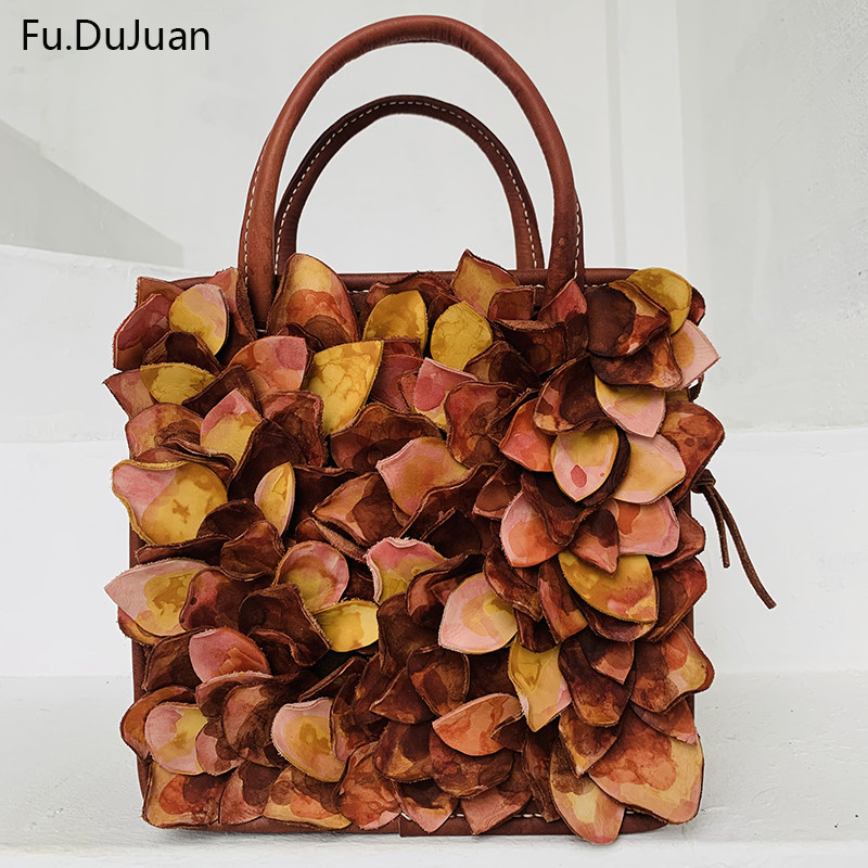 Fu.DuJuan 绝美公主花瓣包 繁花名媛 牛皮手工手提 斜挎包 超治愈