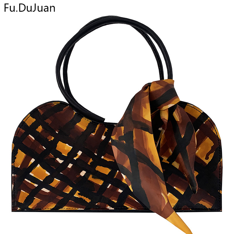 Fu.DuJuan 【无界】高级感手绘格纹真皮女包 优雅 手拧牛皮单肩包