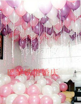 结婚粉色紫色心形气球派对庆典多色混搭圆形珠光加厚气球100个/包