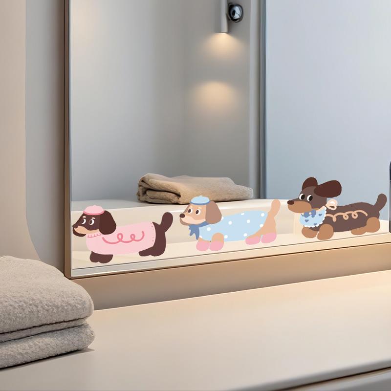 腊肠狗浴室镜子贴纸自粘