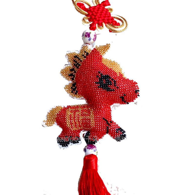 千朵印花全珠绣十字绣车挂汽车饰品材料包马到功成马上有福平安福