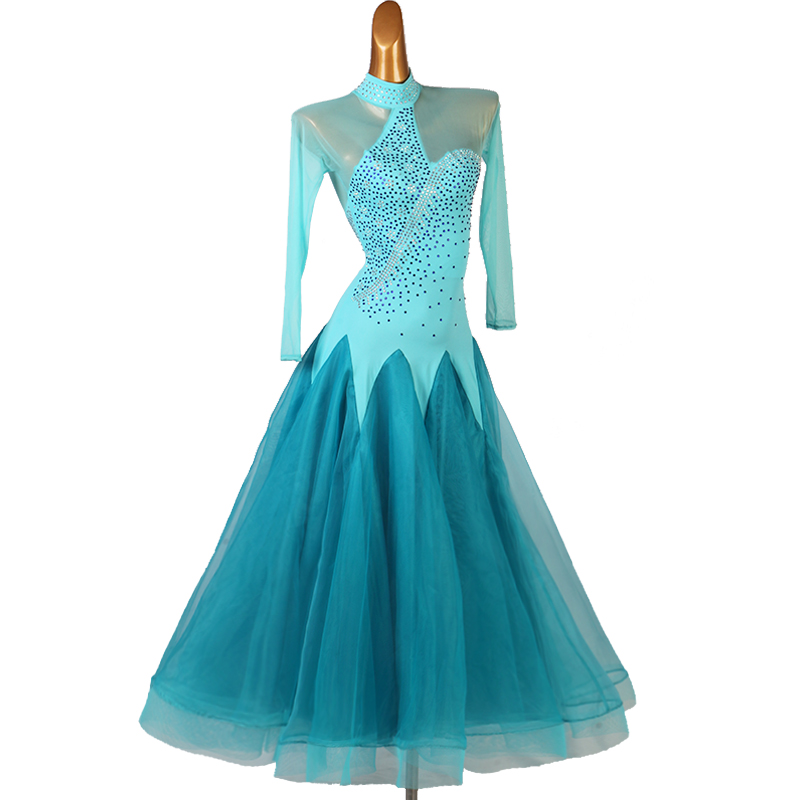 High-neck diamond-inlaid modern dance dress new product ballroom dance national standard dance dress waltz dance dress