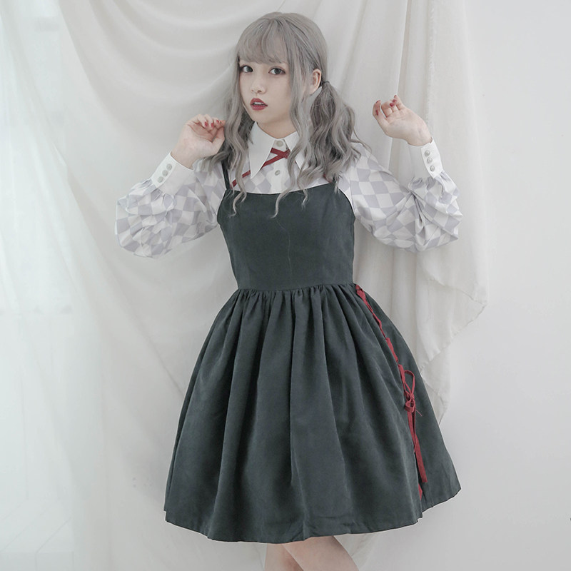 lolitaa字裙红色黑色连衣裙图片