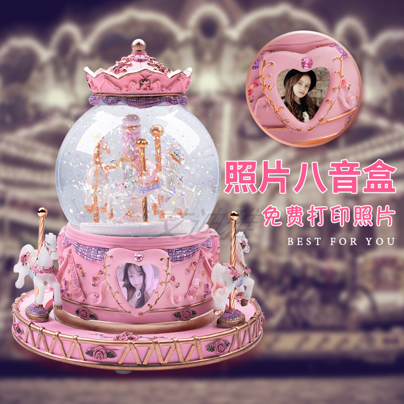 (用1元券)diy照片相框送女孩儿童旋转音乐盒