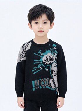 Abckids男童春秋涂鸦针织衫