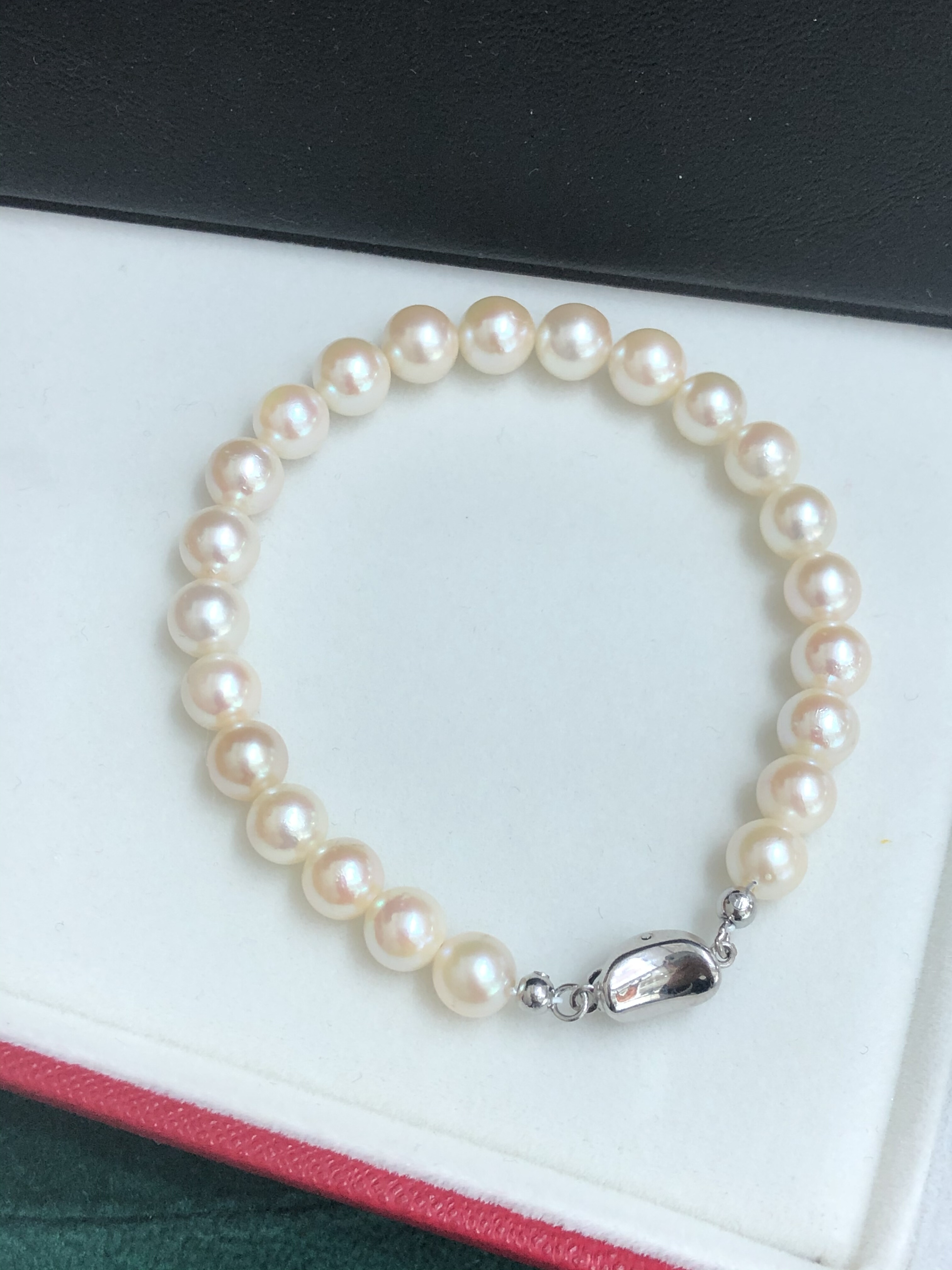 纯天然海水日本Ａｋ珍珠6.5Mm正圆强光极细微简约百搭珍珠手链女