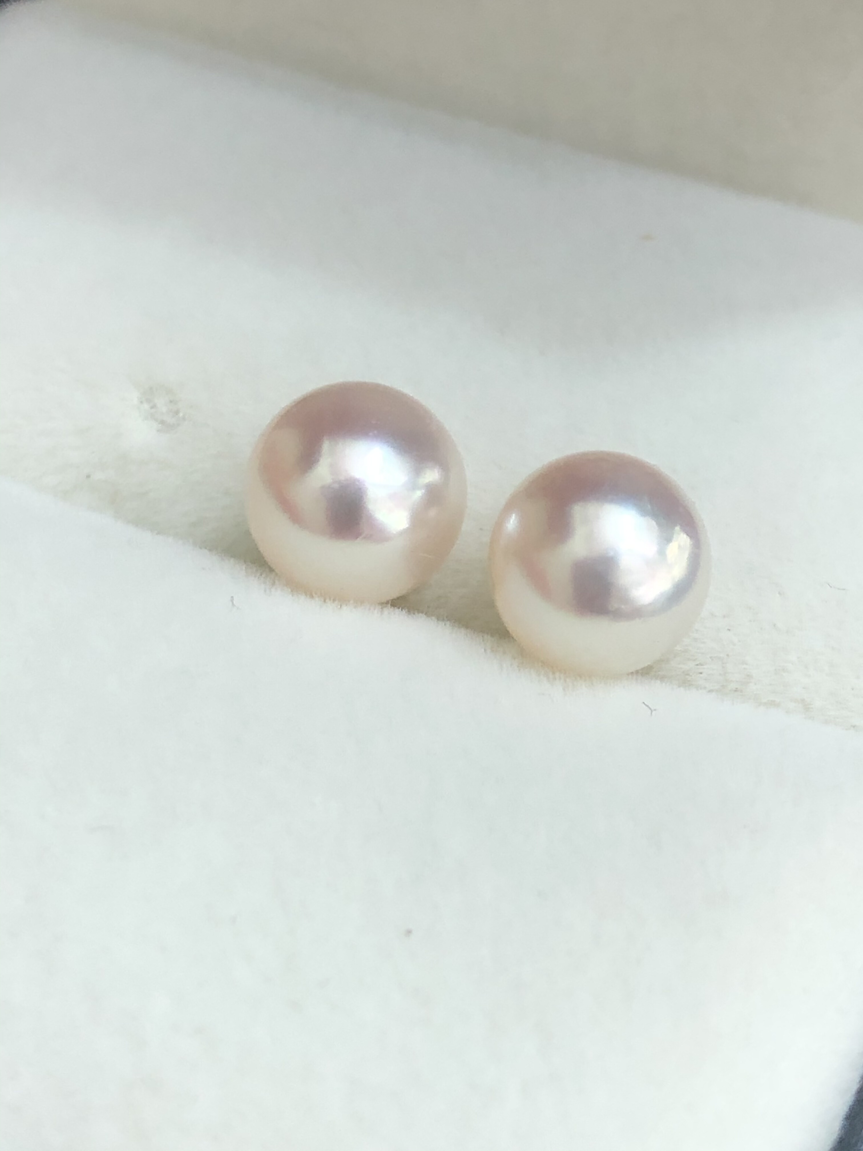 新品纯天然日本海水极光7.5Mm近正圆镜面海水珍珠耳钉对珠裸珠
