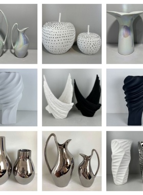 北欧极简轻奢风电镀陶瓷仿真水果创意花器摆件民宿餐桌装饰高档次