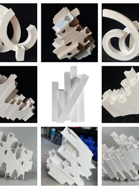 轻奢简约白色拼色方管巢形艺术兔子样板间不规则花器摆件软装家居