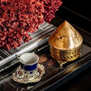 印度进口黄铜牛骨复古首饰收纳储物罐样板间书房装饰雕花陈设摆件