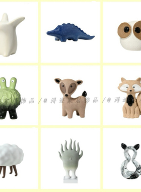 现代简约时尚卡通创意动物树脂陶瓷摆件居家儿童房书房桌面装饰品