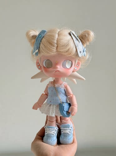 Zsiga嘎子姐娃衣夏日奶蓝盐系奶蓝波点吊带一二代八分人偶适用