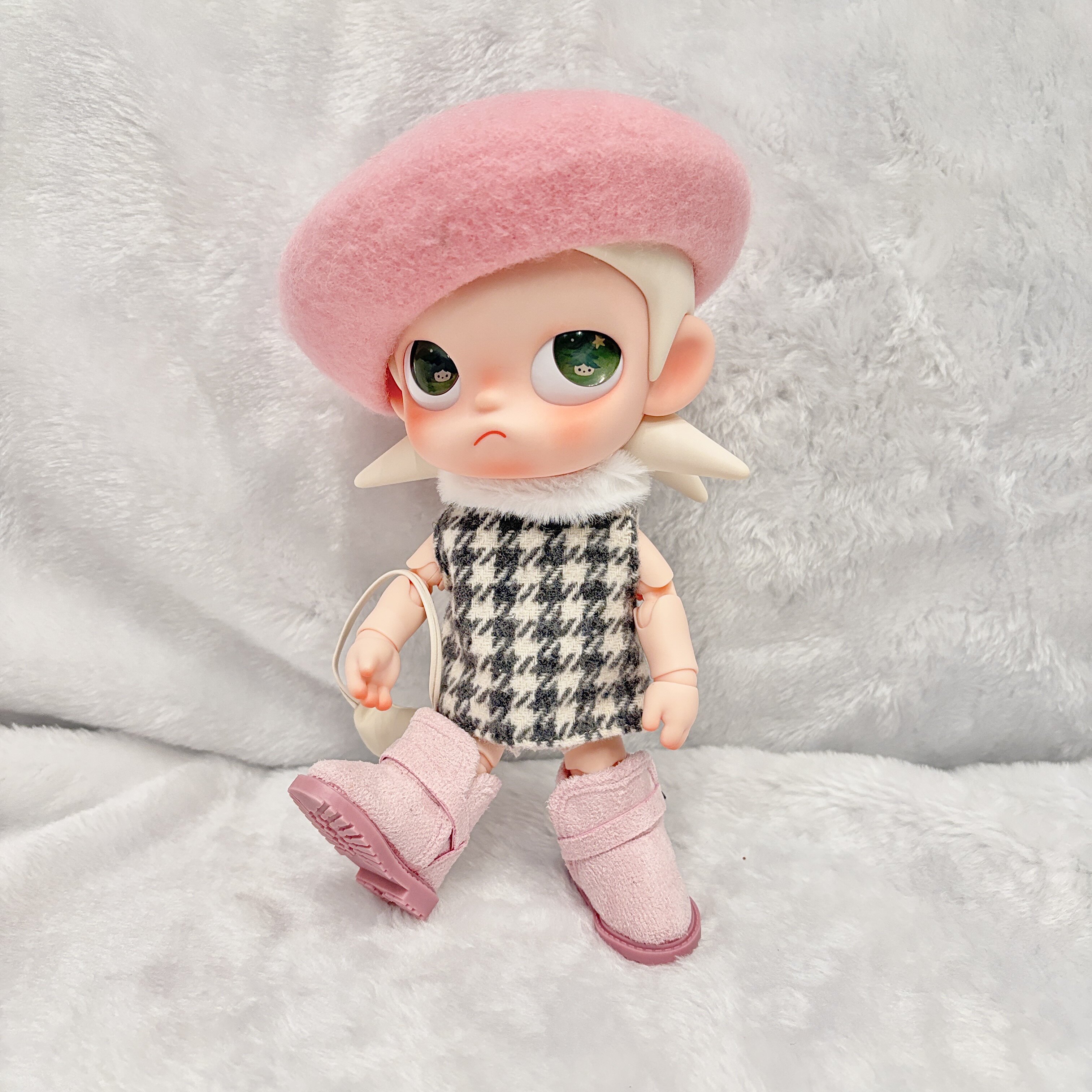 zsiga嘎子姐娃衣1/8分粉色多巴胺千鸟格直筒裙姜饼人娃衣molly