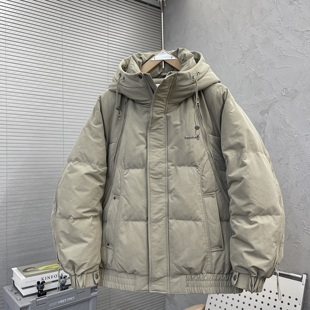 拉链加厚羽绒服痞帅宽松保暖90%白鸭绒外套 潮牌男士 2025冬季 新款